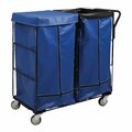 Royal Basket Trucks 14 Cu. Ft. Blue Double Compartment Collection Cart with 4 Swivel 50AR41BBXJ2A4UNN